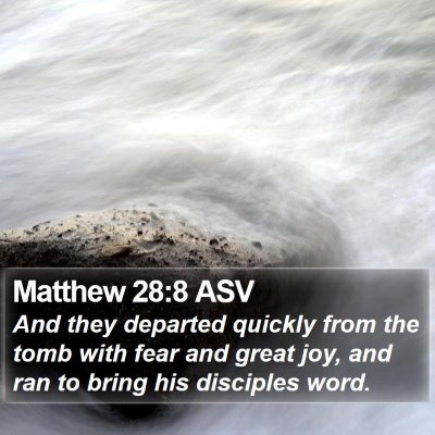 Matthew 28:8 ASV Bible Verse Image