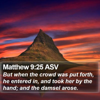 Matthew 9:25 ASV Bible Verse Image