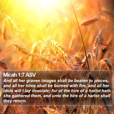 Micah 1:7 ASV Bible Verse Image