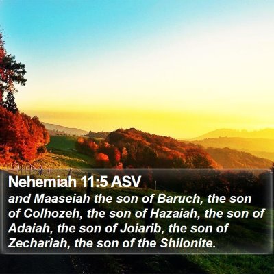 Nehemiah 11:5 ASV Bible Verse Image