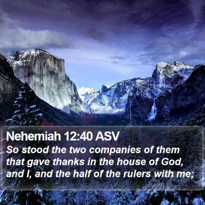 Nehemiah 12:40 ASV Bible Verse Image