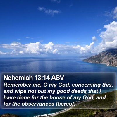 Nehemiah 13:14 ASV Bible Verse Image