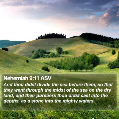 Nehemiah 9:11 ASV Bible Verse Image