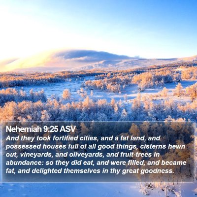Nehemiah 9:25 ASV Bible Verse Image
