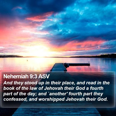 Nehemiah 9:3 ASV Bible Verse Image