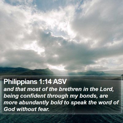 Philippians 1:14 ASV Bible Verse Image