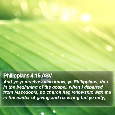 Philippians 4:15 ASV Bible Verse Image