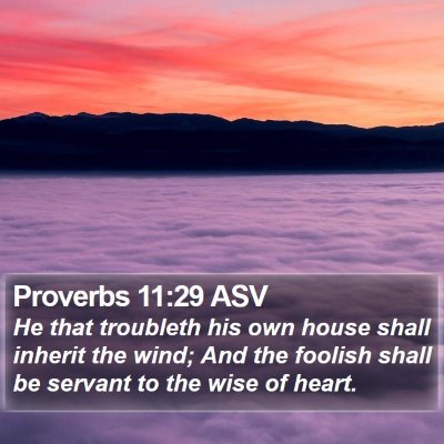 Proverbs 11:29 ASV Bible Verse Image