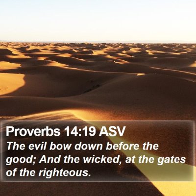 Proverbs 14:19 ASV Bible Verse Image