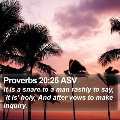 Proverbs 20:25 ASV Bible Verse Image