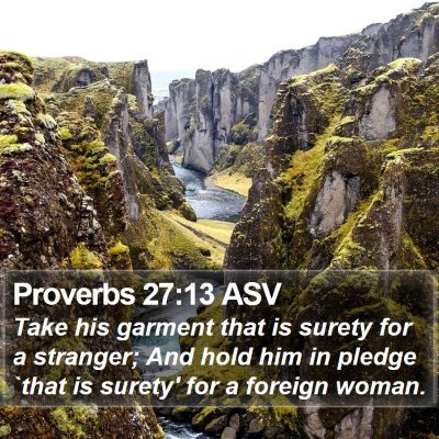 Proverbs 27:13 ASV Bible Verse Image