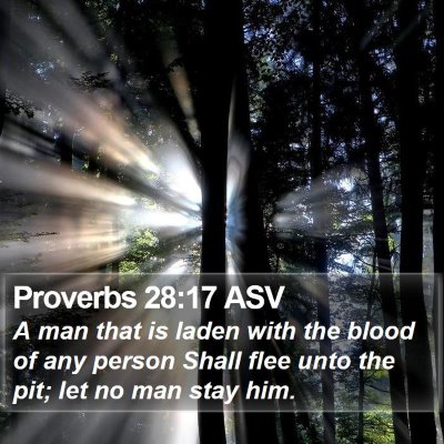 Proverbs 28:17 ASV Bible Verse Image