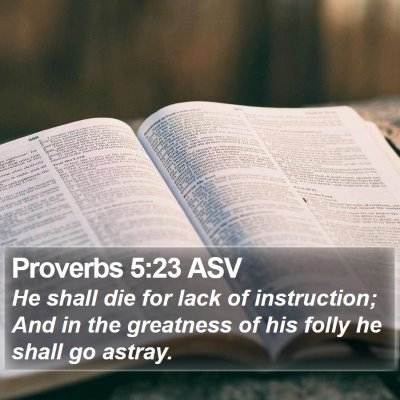 Proverbs 5:23 ASV Bible Verse Image