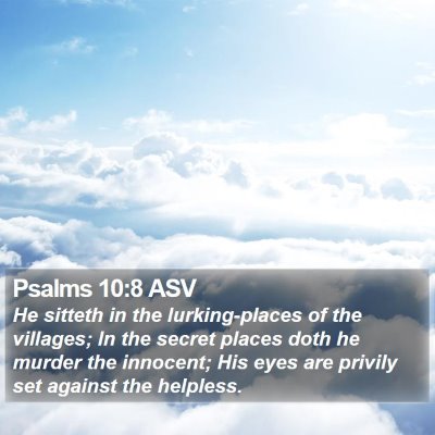 Psalms 10:8 ASV Bible Verse Image