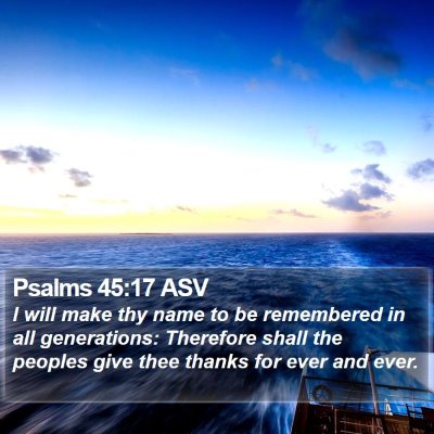 Psalms 45:17 ASV Bible Verse Image
