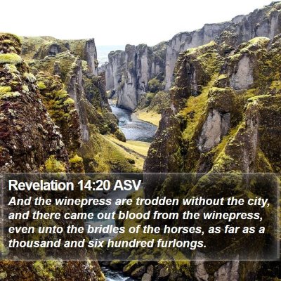 Revelation 14:20 ASV Bible Verse Image