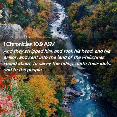 Picture 02 - 1 Chronicles 10:9 ASV - And they stripped him, and took his head, and his - Bible Verse Picture