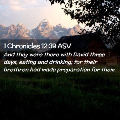 Picture 02 - 1 Chronicles 12:39 ASV - And they were there with David three days, eating - Bible Verse Picture