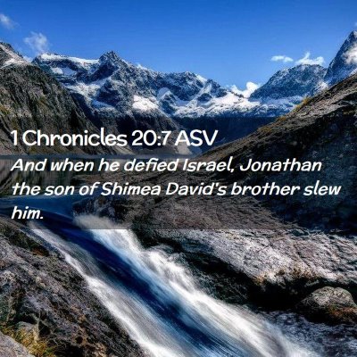 Picture 02 - 1 Chronicles 20:7 ASV - And when he defied Israel, Jonathan the son of - Bible Verse Picture