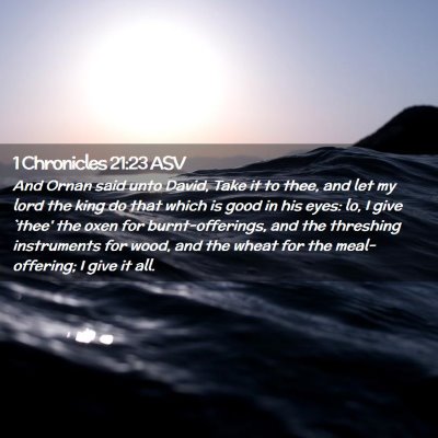 Picture 02 - 1 Chronicles 21:23 ASV - And Ornan said unto David, Take it to thee, and - Bible Verse Picture