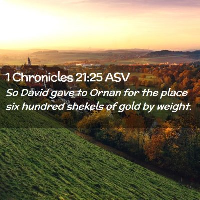 Picture 02 - 1 Chronicles 21:25 ASV - So David gave to Ornan for the place six hundred - Bible Verse Picture
