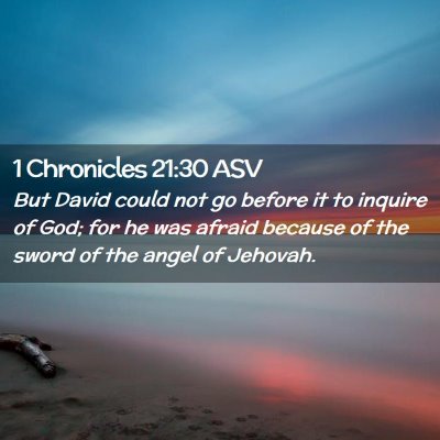Picture 02 - 1 Chronicles 21:30 ASV - But David could not go before it to inquire of - Bible Verse Picture