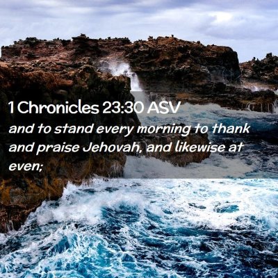 Picture 02 - 1 Chronicles 23:30 ASV - and to stand every morning to thank and praise - Bible Verse Picture