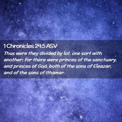 Picture 02 - 1 Chronicles 24:5 ASV - Thus were they divided by lot, one sort with - Bible Verse Picture