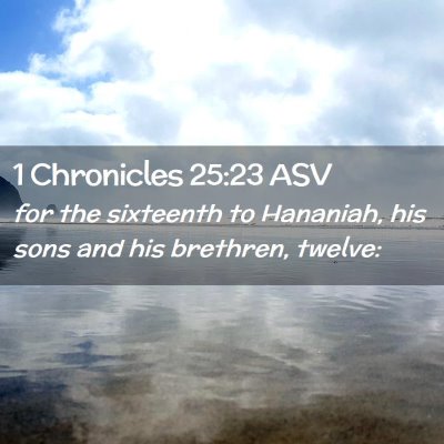Picture 02 - 1 Chronicles 25:23 ASV - for the sixteenth to Hananiah, his sons and his - Bible Verse Picture