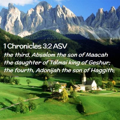 Picture 02 - 1 Chronicles 3:2 ASV - the third, Absalom the son of Maacah the daughter - Bible Verse Picture