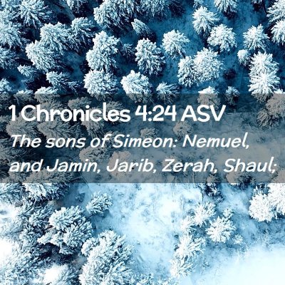 Picture 02 - 1 Chronicles 4:24 ASV - The sons of Simeon: Nemuel, and Jamin, Jarib, - Bible Verse Picture