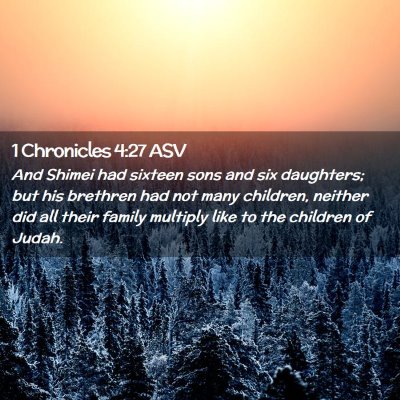 Picture 02 - 1 Chronicles 4:27 ASV - And Shimei had sixteen sons and six daughters; - Bible Verse Picture