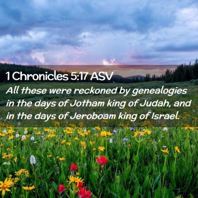 Picture 02 - 1 Chronicles 5:17 ASV - All these were reckoned by genealogies in the - Bible Verse Picture