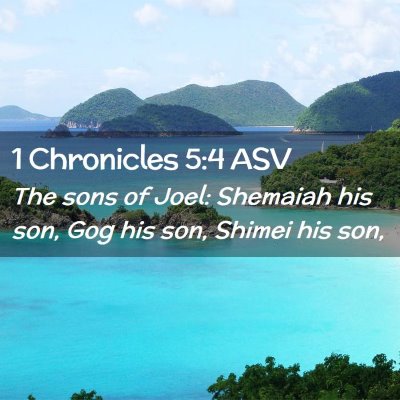 Picture 02 - 1 Chronicles 5:4 ASV - The sons of Joel: Shemaiah his son, Gog his son, - Bible Verse Picture