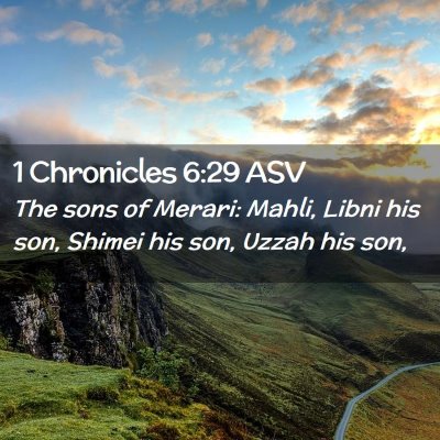 Picture 02 - 1 Chronicles 6:29 ASV - The sons of Merari: Mahli, Libni his son, Shimei - Bible Verse Picture