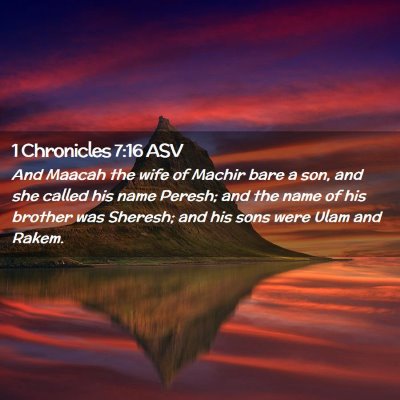 Picture 02 - 1 Chronicles 7:16 ASV - And Maacah the wife of Machir bare a son, and she - Bible Verse Picture
