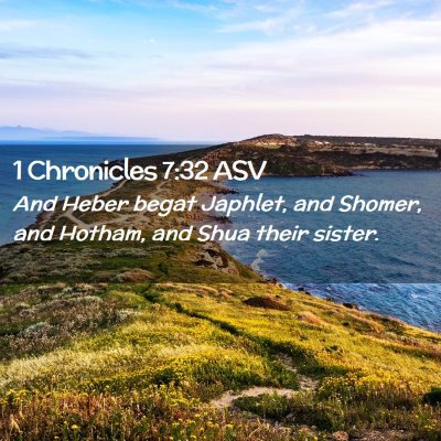 Picture 02 - 1 Chronicles 7:32 ASV - And Heber begat Japhlet, and Shomer, and Hotham, - Bible Verse Picture