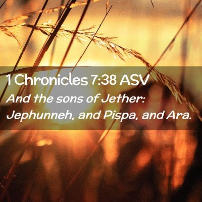 Picture 02 - 1 Chronicles 7:38 ASV - And the sons of Jether: Jephunneh, and Pispa, and - Bible Verse Picture