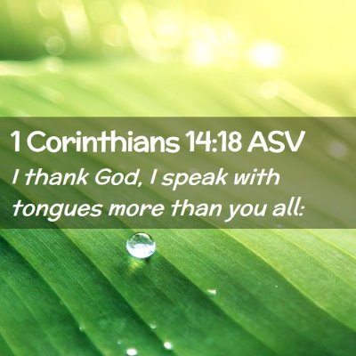 Picture 02 - 1 Corinthians 14:18 ASV - I thank God, I speak with tongues more than you - Bible Verse Picture