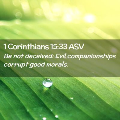 Picture 02 - 1 Corinthians 15:33 ASV - Be not deceived: Evil companionships corrupt good - Bible Verse Picture