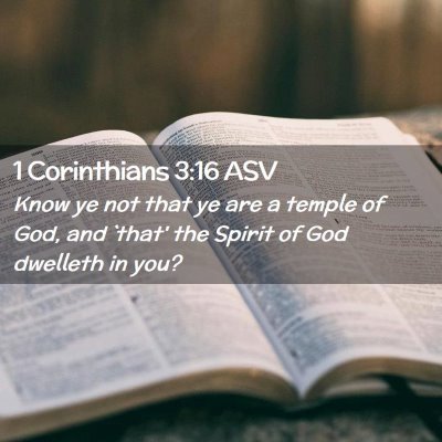 Picture 02 - 1 Corinthians 3:16 ASV - Know ye not that ye are a temple of God, and - Bible Verse Picture