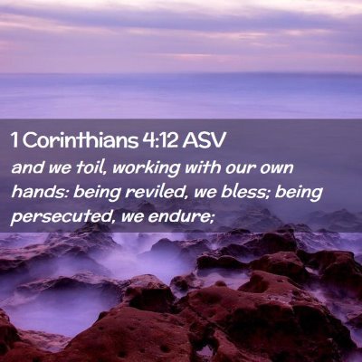 Picture 02 - 1 Corinthians 4:12 ASV - and we toil, working with our own hands: being - Bible Verse Picture