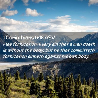 Picture 02 - 1 Corinthians 6:18 ASV - Flee fornication. Every sin that a man doeth is - Bible Verse Picture