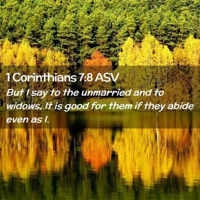 Picture 02 - 1 Corinthians 7:8 ASV - But I say to the unmarried and to widows, It is - Bible Verse Picture