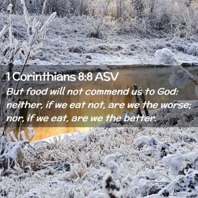 Picture 02 - 1 Corinthians 8:8 ASV - But food will not commend us to God: neither, if - Bible Verse Picture