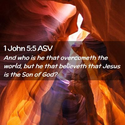 Picture 02 - 1 John 5:5 ASV - And who is he that overcometh the world, but he - Bible Verse Picture