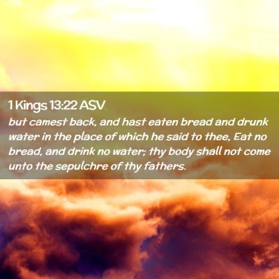 Picture 02 - 1 Kings 13:22 ASV - but camest back, and hast eaten bread and drunk - Bible Verse Picture