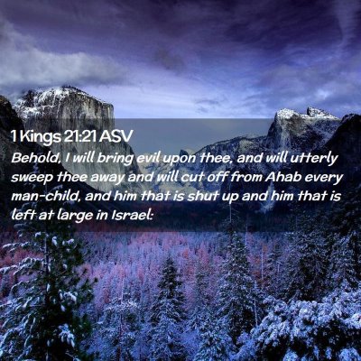 Picture 02 - 1 Kings 21:21 ASV - Behold, I will bring evil upon thee, and will - Bible Verse Picture
