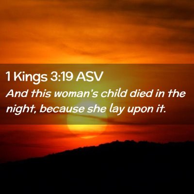 Picture 02 - 1 Kings 3:19 ASV - And this woman's child died in the night, because - Bible Verse Picture