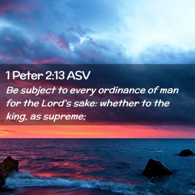 Picture 02 - 1 Peter 2:13 ASV - Be subject to every ordinance of man for the - Bible Verse Picture